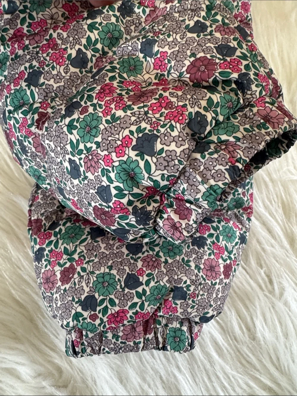 Baby GAP Girls Snowsuit Floral Hooded One-Piece Pink & Green Size 0-6 Months